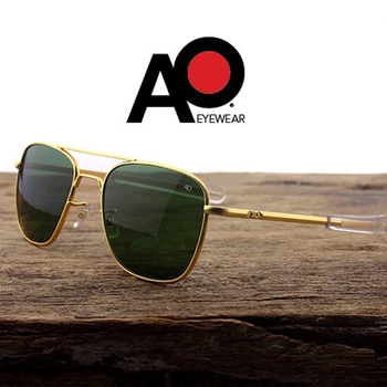 

Pilot Sunglasses Men Tempered Glass Lens Top Quality Brand Designer AO Sun Glasses Male American Army Military Optical