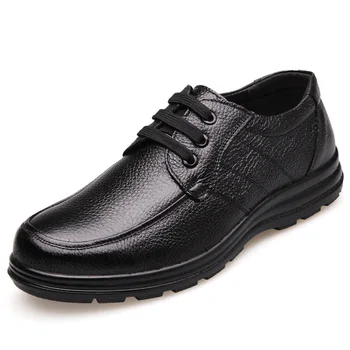 

New 2020 High Quality Genuine Leather Shoes Men Flats Fashion Men's Casual Shoes Brand Man Soft Comfortable Lace up Black