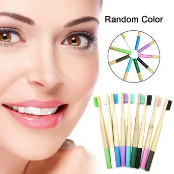 

1pc Natural Bamboo Toothbrush Eco-friendly Low-carbon Care Travel Tooth Brush Random Toothbrush Soft Adults Bristle Color O K3I3