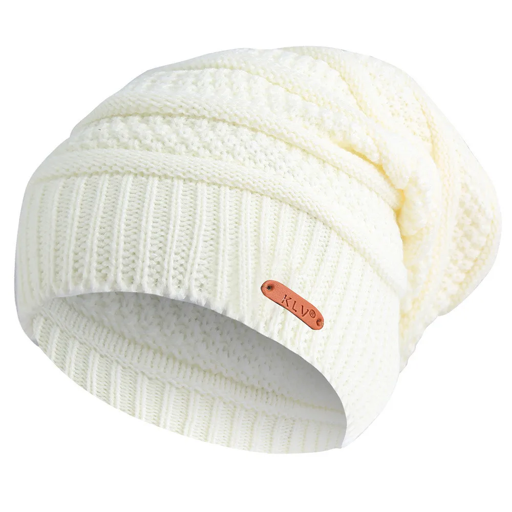 White KLV New Men Women Baggy Warm Crochet Winter Wool Knit Ski Beanie Skull Slouchy Caps Hat - Цвет: White