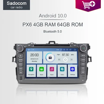

720P PX6 2din Android 10.0 Car DVD player 6 Core 64GB ROM 4GB RAM autoradio Car radio For Toyota Corolla 2006 - 2009 2010 2011