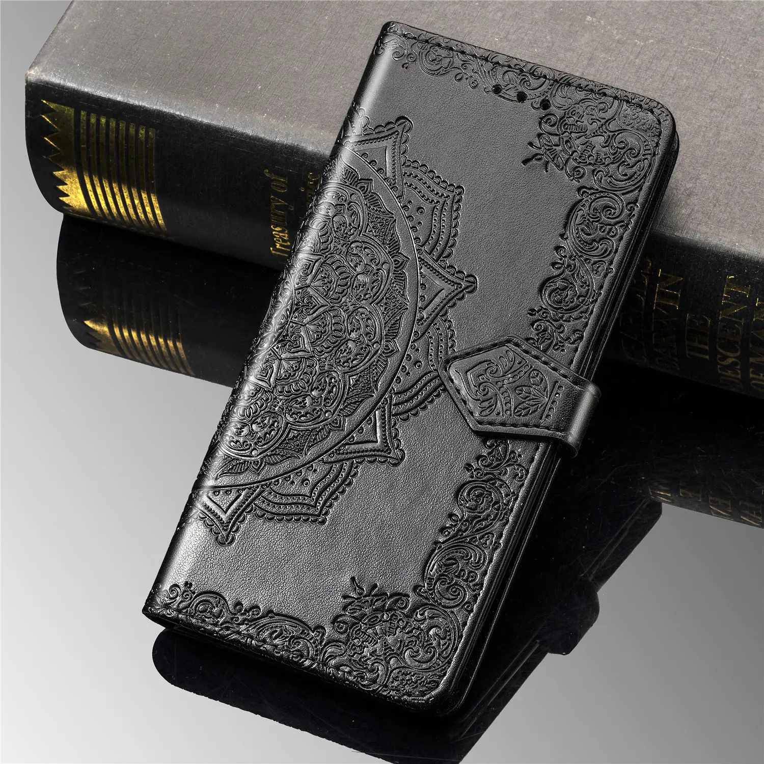 Black Чехол-книжка из искусственной кожи для samsung A70, чехол-бумажник для samsung Galaxy A70, 70, SM-A705F, A705F, мягкий чехол-книжка из ТПУ - Цвет: Black