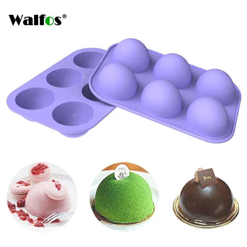 Walfos Half Sphere Silicone Soap Molds Bakeware Cake Decorating Tools Pudding Chocolate Fondant