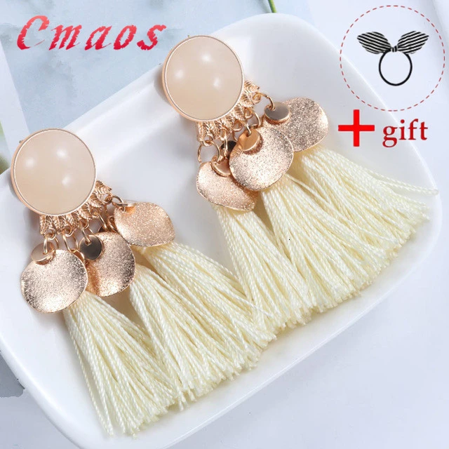 Женские богемные серьги с кисточками и блестками длинные Винтажные