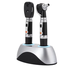

Double Hole Base Rechargeable Fiber Optic Ophthalmoscope Otoscope Ear Eye Examination Ear Cleaning Devices Tool Kit EU Plug USB