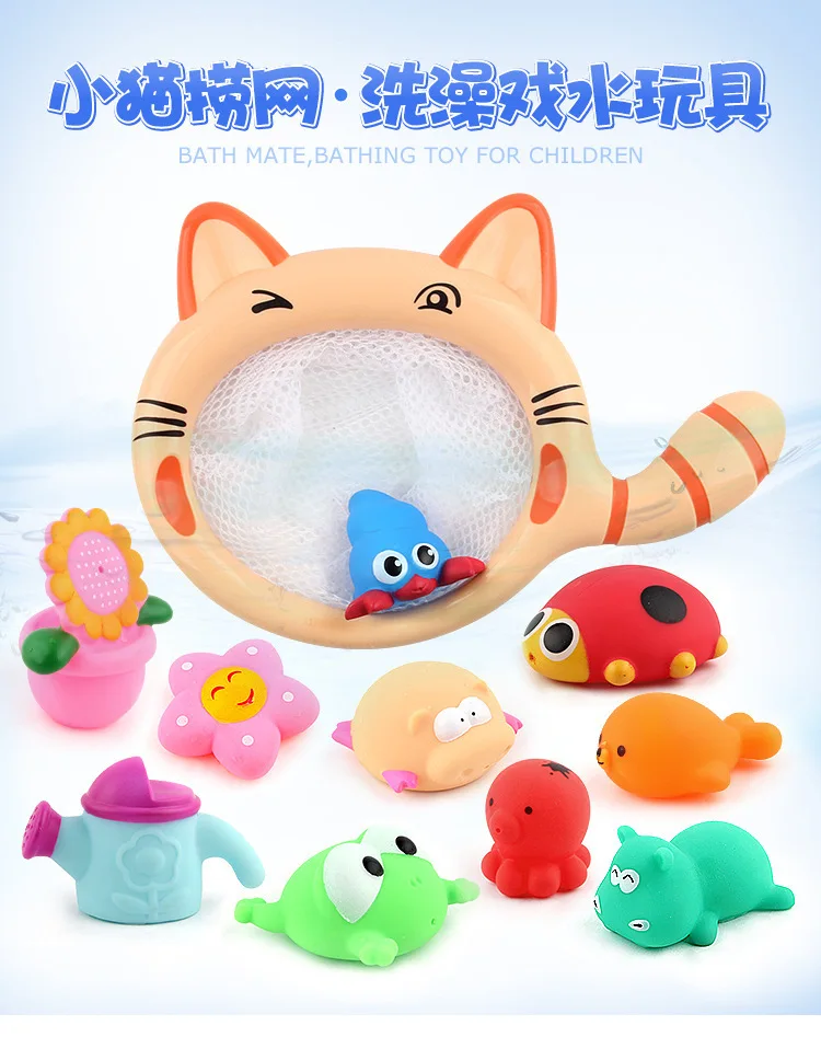 751# детская Рыбная ловля игра с водой Тан jiao игрушка детская Ванна игрушка кошка Рыбалка ловля рыбы игрушка-сетка животные