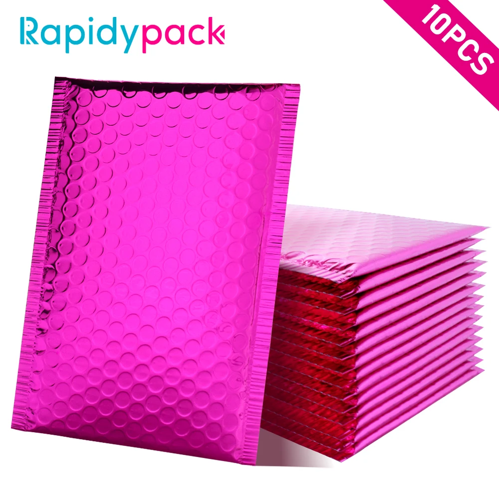 

10PCS Pink Foil Bubble Mailers Metallic Bubble Bags Aluminized Postal Bags Wedding bags Gift Packaging Padded Shipping Envelopes
