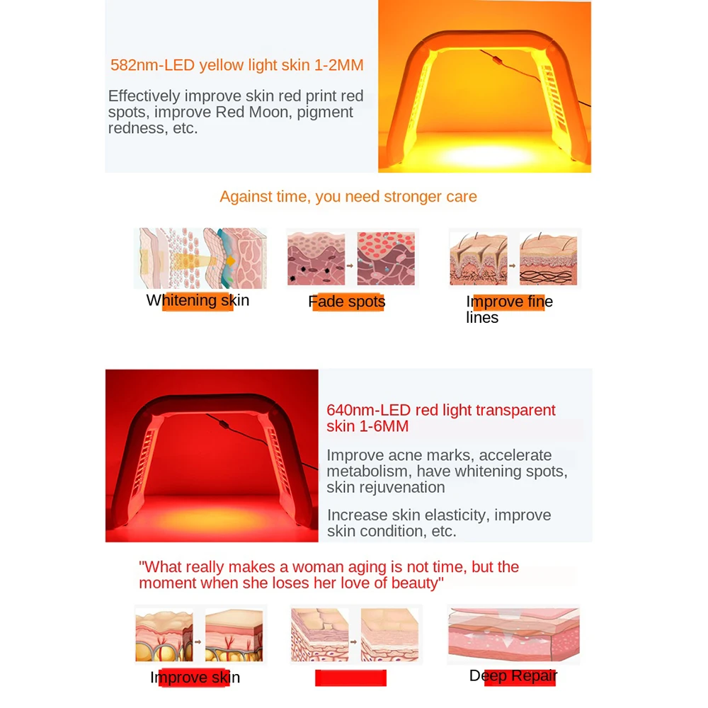  LED Mask For Face 4/7Colors Light Therapy Spa Acne Remover Skin Rejuvenation Whitening Oil Control  - 4000450035473