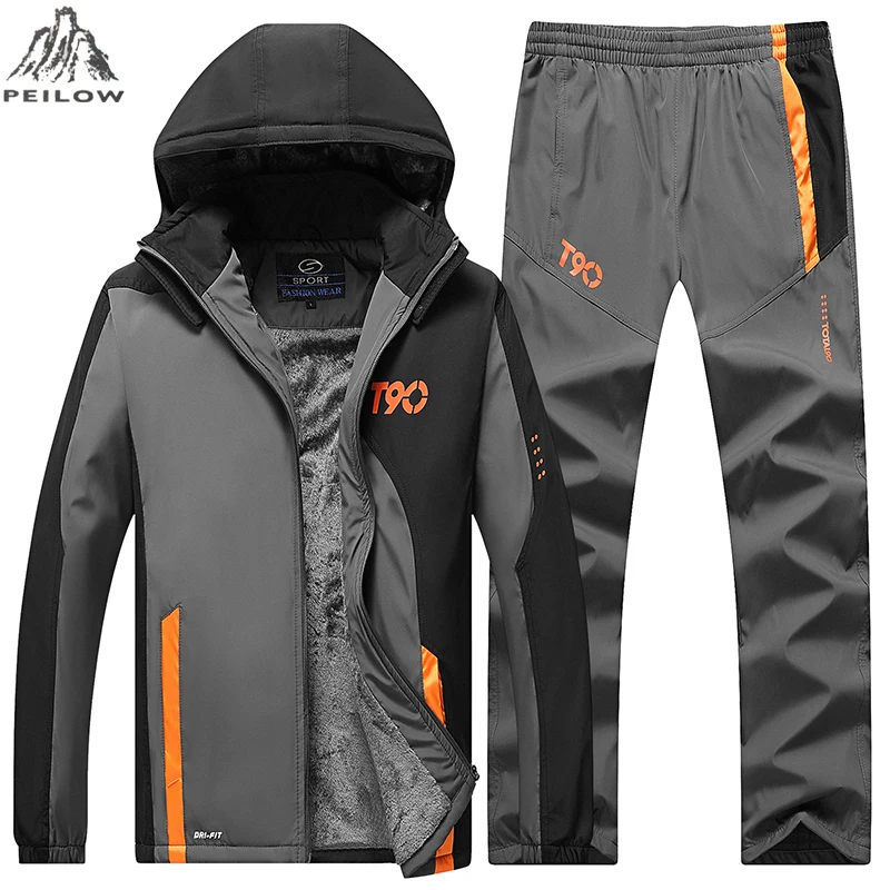 

Mens Tracksuit Outwear Jacket Set 2PCS Autumn Spring Track Suit Male Mesh Lining Sweatshirts Jacket+Pants Sets Sweat Suits Men