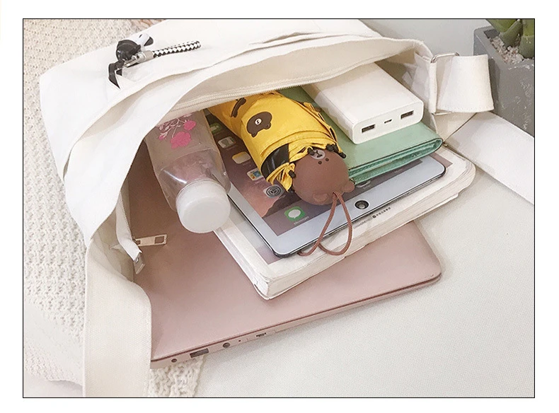 New Lady's Cross-body Bag Canvas Art Plain Color Single Shoulder Bag College and High School Remedial Bag Class Bag