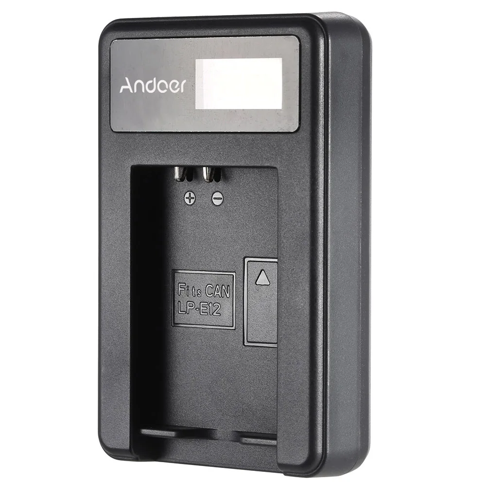 Andoer LP-E12 2 шт 7,4 V 1200mAh литий-ионная аккумуляторная батарея с ЖК-зарядным устройством USB для Canon