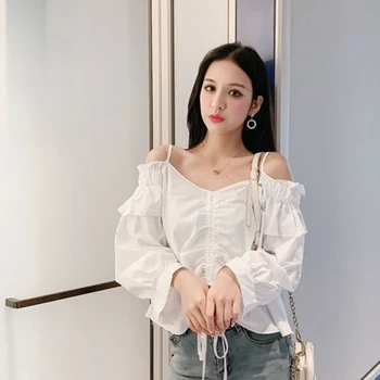 

SexeMara fashion The New Sling Drawstring Strapless shirt free shipping