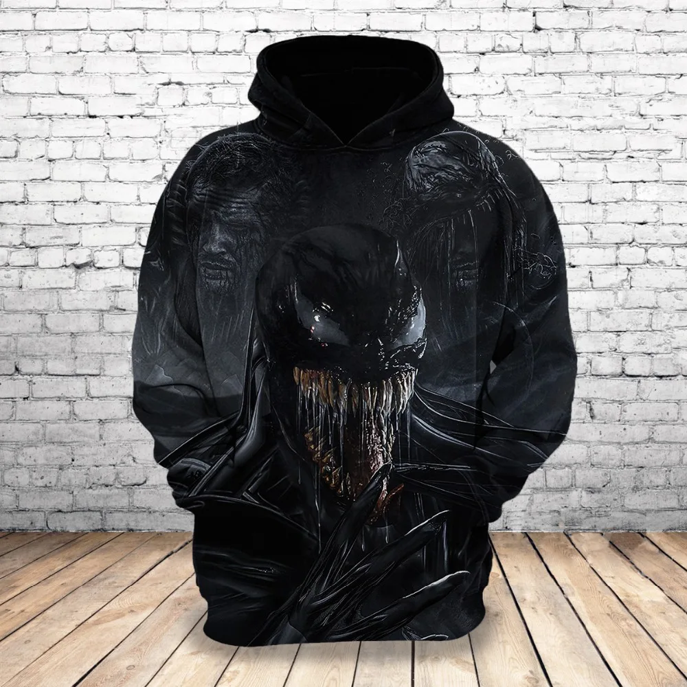 

2019 Hot New Black Sweatshirt Customize Venom 3D Printed Hoodies Unique Pullovers Tops Men Clothing Drop Shipping F116