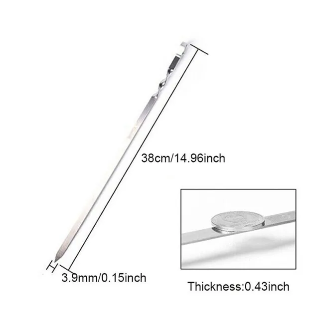 12Db 38 Cm -Es Rozsdamentes Acél Grillező Nyárspálcák Bbq Villák Hosszú Fogantyúk Kabob Nyársa - Image 3