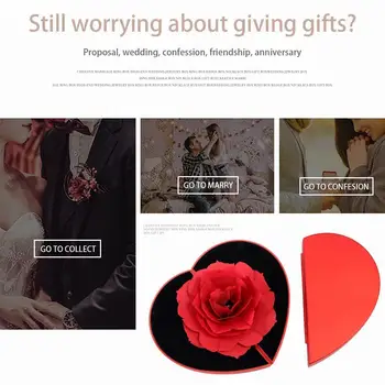 

3d Vintage Fashion Elegant Rings Box Rotating Rose Proposal Engagement For Wedding Gift Box Box Jewelry Flower Display Rose S6T1