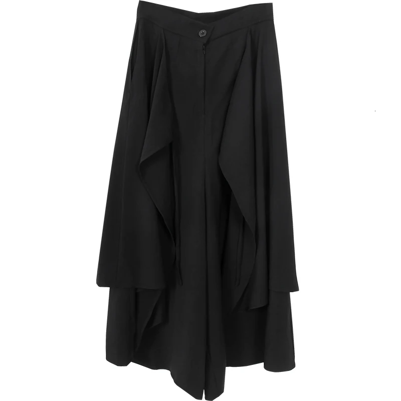 TVVOVVIN, черная, на молнии, с талией, с оборками, необычная Женская юбка, повседневная, универсальная, простая, модная,, осенние платья, новинка, X010