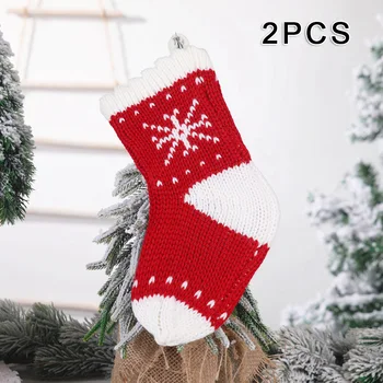 

2*Xmas Christmas Tree Candy Socks Children Gift Bag Chimney Festival Ornaments Christmas Hanging Sock Durable New