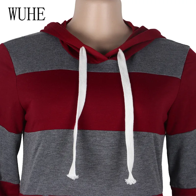WUHE Retro Bodycon Two Pieces Sets Hooded Crop Top and Skinny Pants Elegant Striped Tie-up Casual Go Out Playsuits Plus Size 3XL