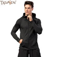 TACVASEN наружные походные рубашки для мужчин с длинным рукавом для бега быстросохнущая Спортивная гимнастическая майка с капюшоном рубашки эластичная спортивная одежда YEL-01