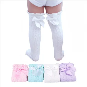 

Princess Newborn Infant Toddler Baby Girl Knee Stocking Cotton Cute Bowknot Stockings Solid