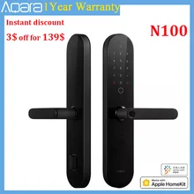 Aqara-cerradura de puerta inteligente N100 y N200, con huella digital, Bluetooth, contraseña, NFC, desbloqueo, funciona con Mijia HomeKit, enlace inteligente con timbre