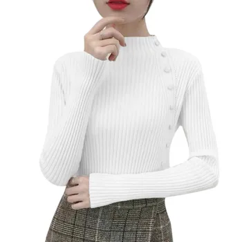 

Autumn winter women Knitted Half-high Collar Long Sleeve Knitwear Blouse Sweater Fashion Slim Warm Female Sweaters