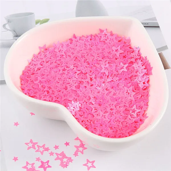 10g 5mm PET Ultrathin Hollow Star Sequins DIY Glitter Paillettes for Nails Art manicure,wedding confetti,Make up Accessories Fluorescence Rose