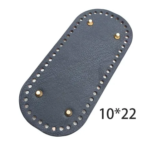 25Colors Long Bottom for Knitted Bag PU Leather Bag Accessories Handmade Bottom With 52 Holes DIY Crochetbag Bottom 22x10cm black 2