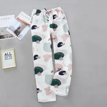 

2020 Women's Pants Dot Color Trousers Cotton Pajamas Double-layer Home Pajama Pants Thin Loose Pants Plus Size Sleep Bottoms