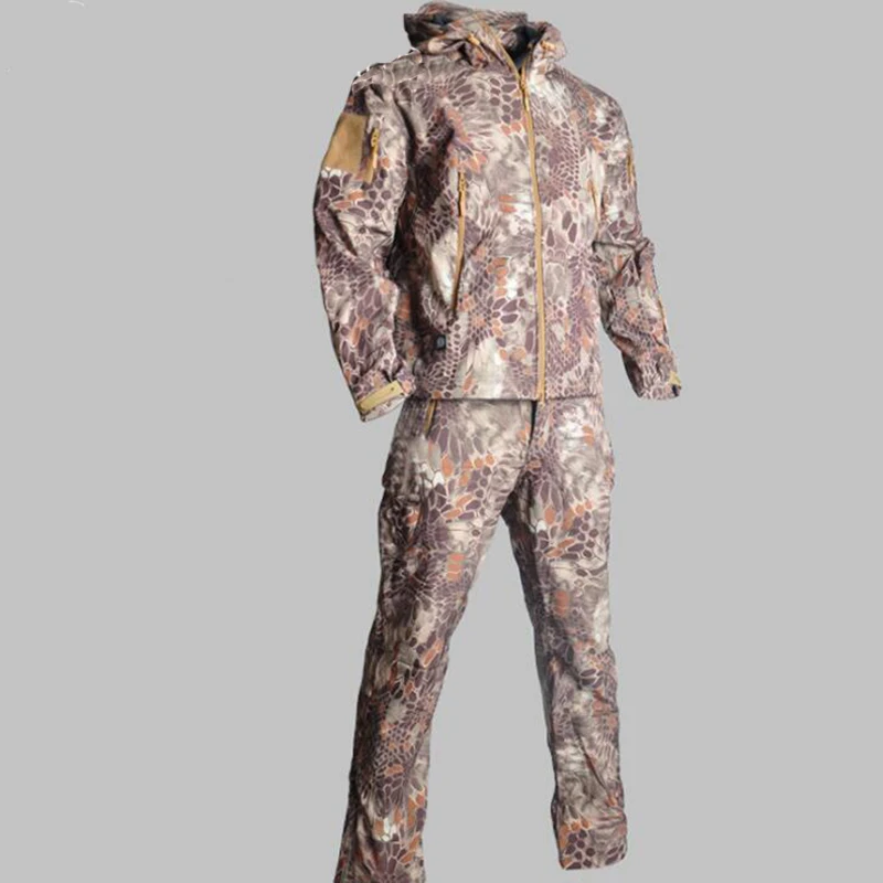 TAD Tactical Softshell Jacket and Pants Camouflage Hunting Clothes Military Army Suits Outdoor Waterproof Hiking Camping Coats