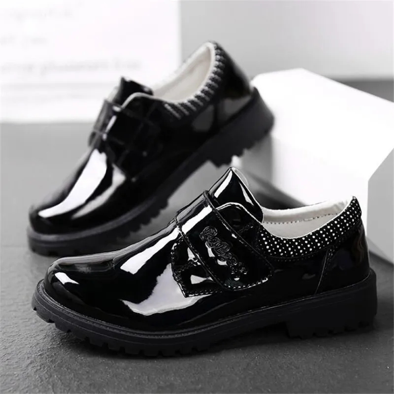 black Weoneit/Детские кожаные свадебные модельные туфли для мальчиков; черные школьные туфли на плоской подошве; лоферы; мокасины; Новинка - Цвет: black