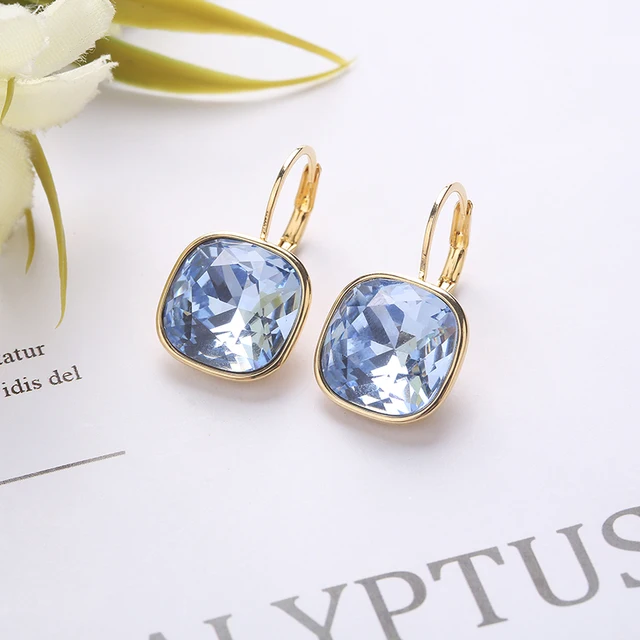 2021 New Design  Square Stones Earrings With French Hook Lever Back For Fashion Girls Wedding Gifts G211