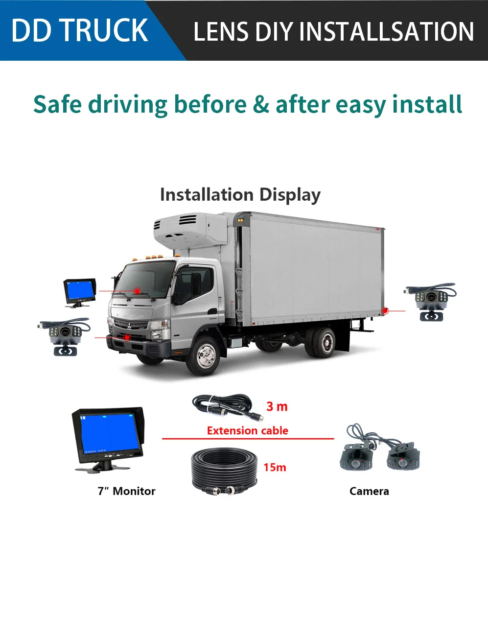 AHD грузовик камера Dash Cam циклическая запись 7 дюймов 2 сплит-экран/w солнцезащитный козырек DVR система для RVs/трейлеров/грузовиков/Автобусов/фургонов/экскаваторов