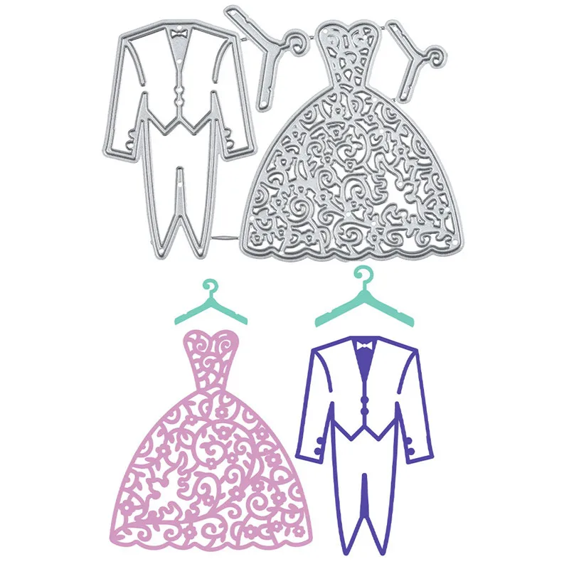 

YaMinSanNiO Wedding Dress and Suit Metal Cutting Dies DIY Etched Dies Craft Paper Card Making Scrapbooking Embossing New 2019