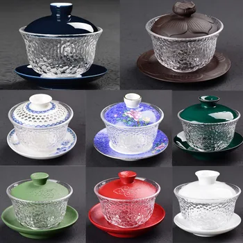 

Japanes Style Gaiwan Tea Set Bone Kung Fu TeaSet Gai Wan Teacup Porcelain Tea bowl For Travel Beautiful And Easy Kettle