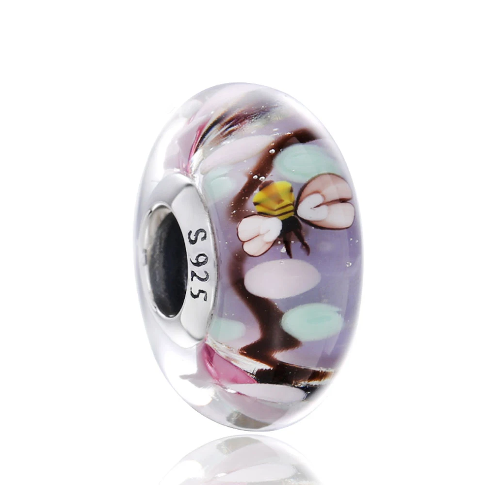 925 пробы серебряный браслет многоцветные стеклянные бусины женские очаровательные ювелирные изделия Аксессуары - Color: Multi