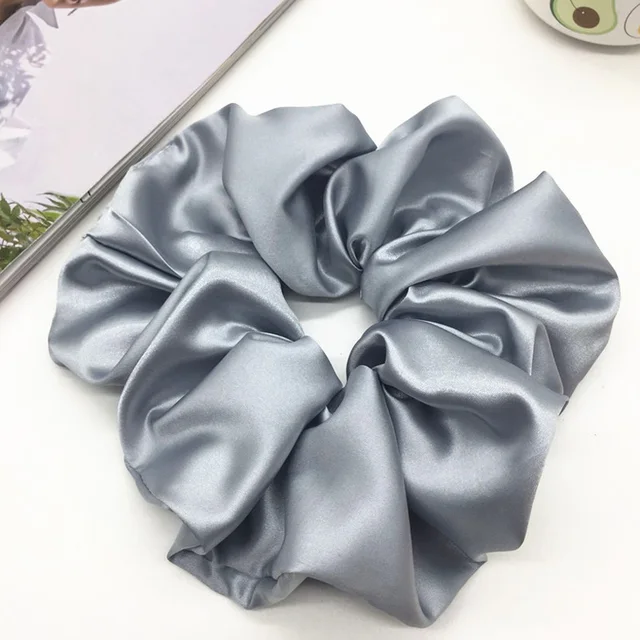 Oversized Hair Scrunchies For Women Solid Satin Silk Scrunchie Hair Rubber Bands Elastic Hair Ties Accessories Ponytail Holder C1