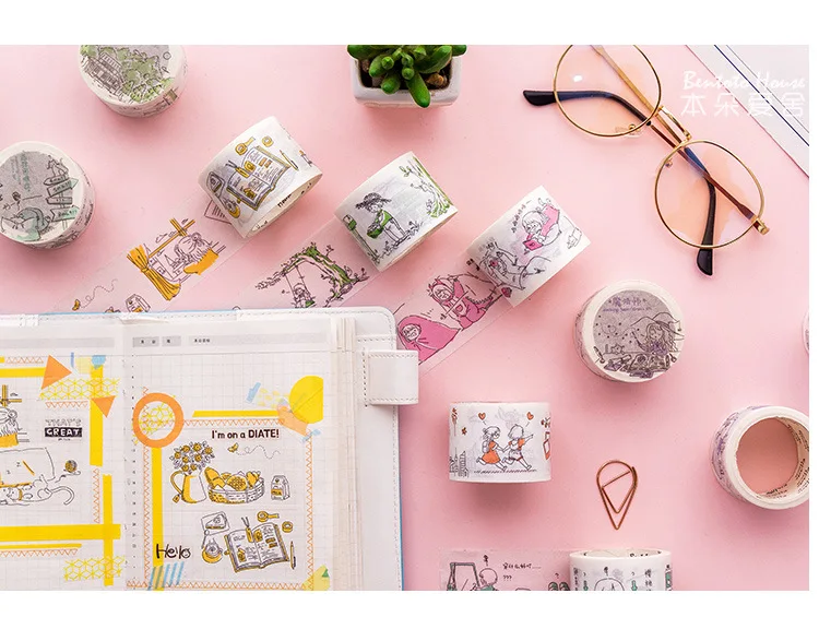 1 шт. васи ленты DIY японская бумага соль девушка маскирующая лента декоративные клейкие ленты Скрапбукинг наклейки размер 100 см* 5 м