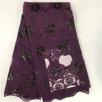 

French Tulle Lace Fabric High Quality African Lace Fabric 2020 Latest Milk Silk lace fabric with Sequins 5yards/lot For Evening