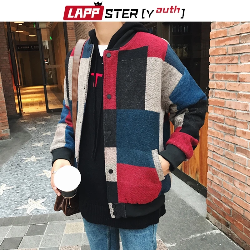 LAPPSTER-молодежная Осенняя мужская куртка-бомбер в клетку Harajuku Мужская s Японская уличная ветровка Корейская бейсбольная куртка 5XL
