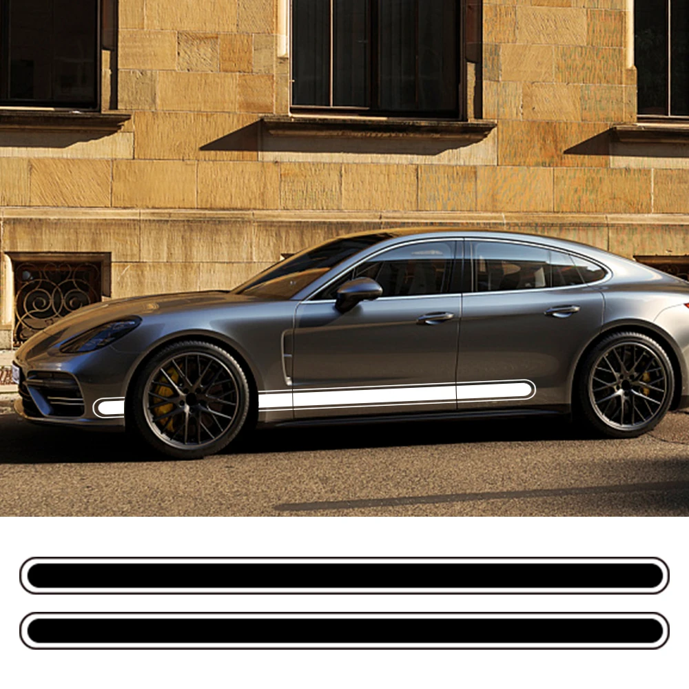

2021 2PCS Universal Car Sticker Simple Long Stripe Stripes Vinyl Stickers Car Decals Auto Body Side Sticker Car Accessories