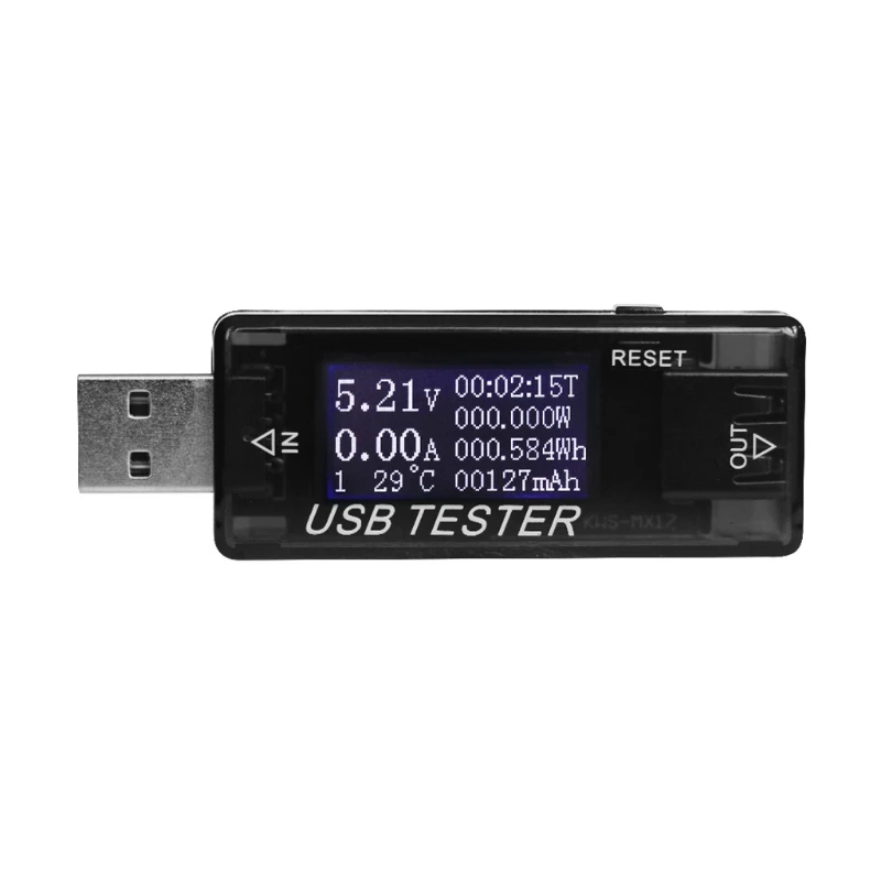8 in 1 LCD USB Current Voltage Detector Charger Capacity Tester Meter Power Bank 95AA - Цвет: Черный
