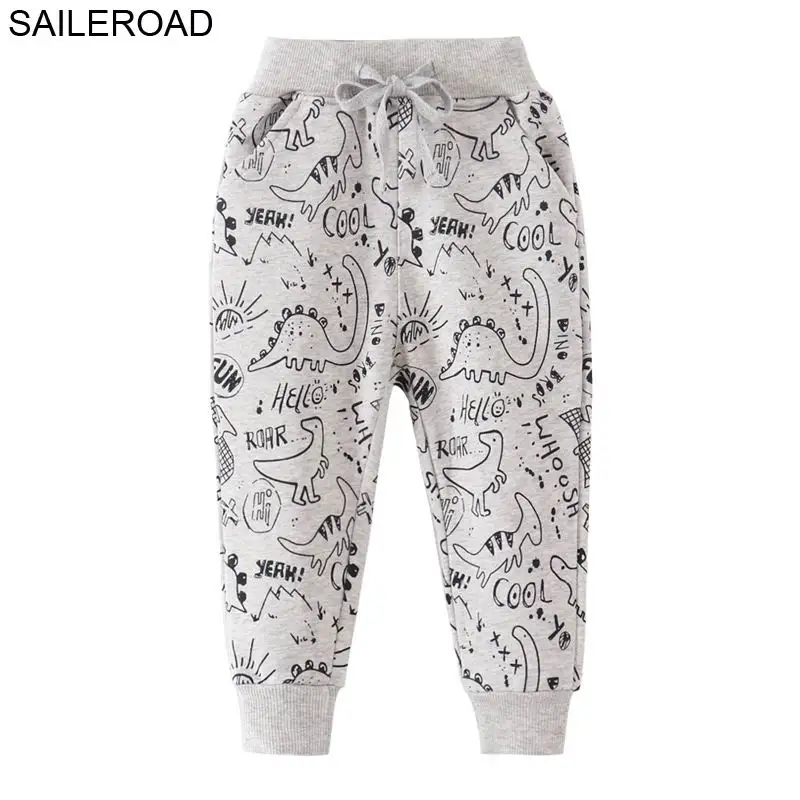 7095 same picture SAILEROAD/От 2 до 7 лет штаны для мальчиков с рисунком из мультфильма «объятие меня», «динозавр» Спортивные штаны с большим ртом и динозавром детские осенние длинные штаны для мальчиков - Цвет: 7095 same picture