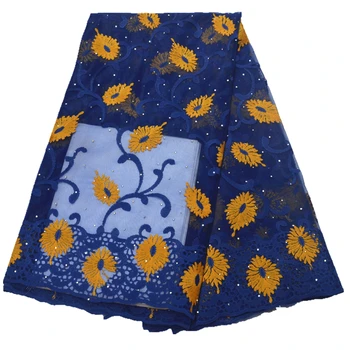 

2020 High Quality Stones Lace Fabric African Beaded 3D Tulle purl Lace Fabric African French Nigerian Embroidery French Lace
