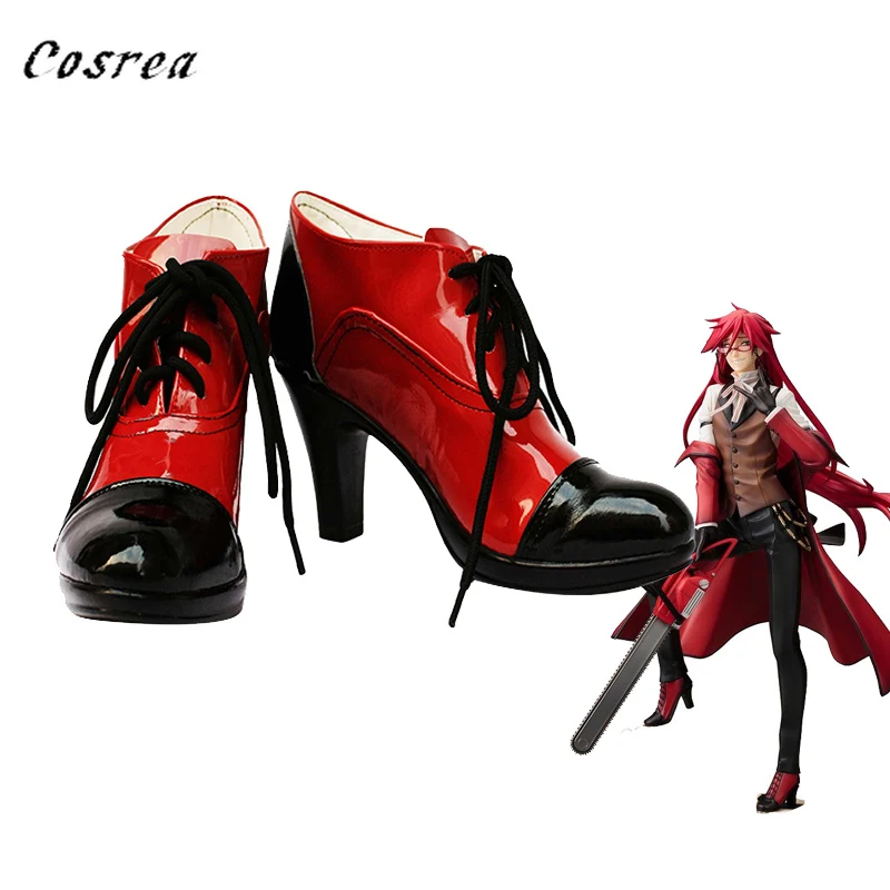 Anime Black Butler Cosplay Costume Short Boots Custom Grell Sutcliff Shoes Ankle For Mens Women Halloween Party | Тематическая