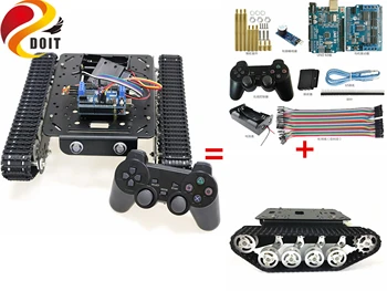 

SZDOIT PS2 Gamepad Handle Control Metal TS100 Tracked Shock Absorbing Tank Chassis Kit Crawler RC Robot Motor DIY For Arduino