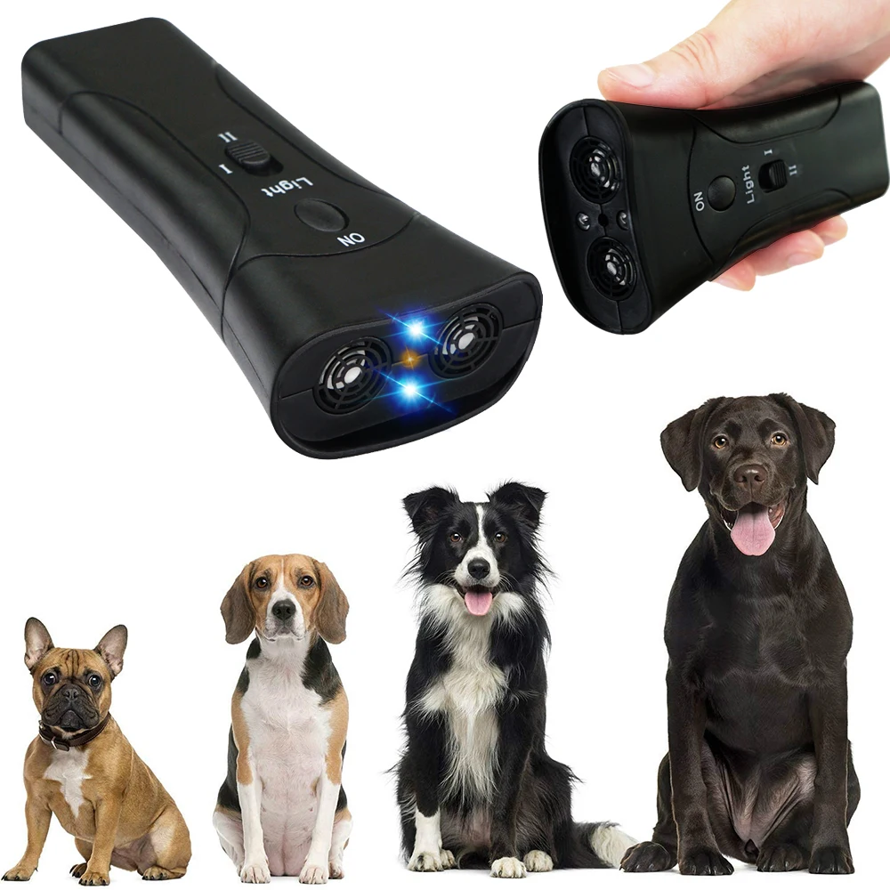 Espantaperros 3 en 1, entrenador aparato de entrenamiento ultrasónico LED, antiladridos, sin batería