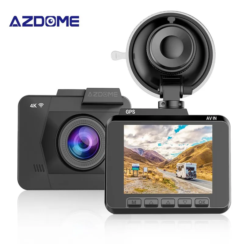 

AZDOME M06 4K Built in GPS WiFi Car DVRs Recorder Dash Cam Dual Lens 1080P Front + VGA Rear Camera Car DVR Recorder WDR Night Vi
