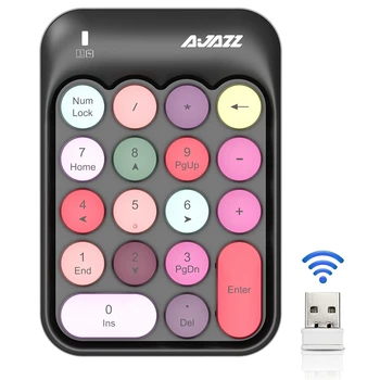 

AJAZZ AK18 2.4G Wireless Digital Keypad Financial,Accounting External Round Keycap Wireless Mini Keyboard Power Saving