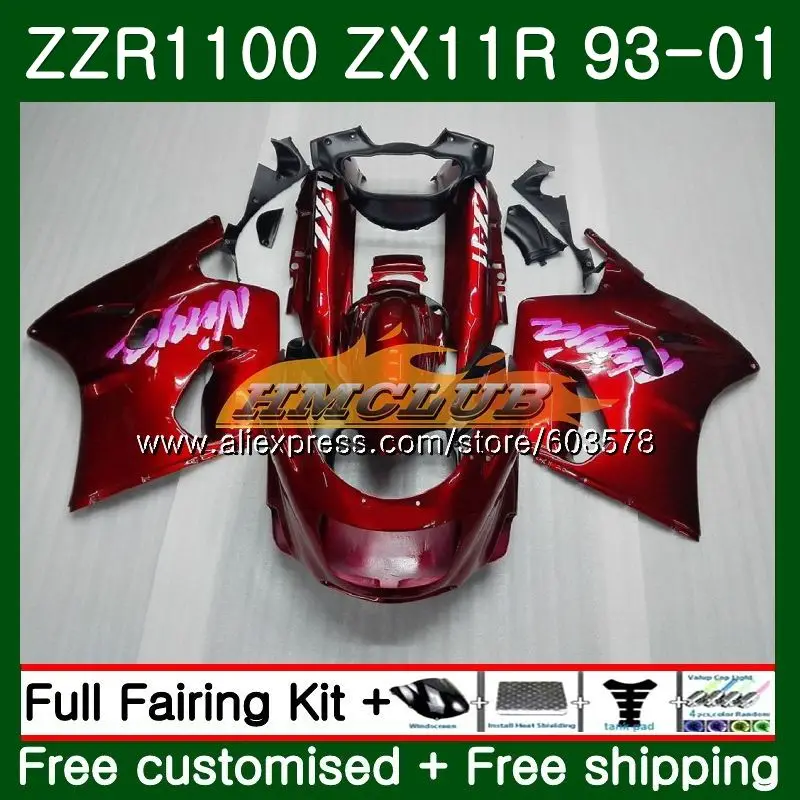 ZX11 для KAWASAKI NINJA ZX-11R 1993 1998 1999 2000 2001 29CL. 12 топ Женская обувь из блестящей Красной ZX 11R 1100 ZZR1100 ZX11R 93 98 99 00 01 обтекатель